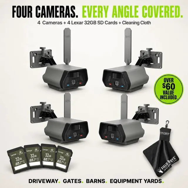Alt view image 2 of 7 - TACTACAM Defend Cellular Security Camera 4-Pack Bundle 4 Lexar 32GB SD Cards Included 4G LTE, No WiFi Needed Wireless Outdoor Camera for Remote Property, Cabin, Ranch, Job Site