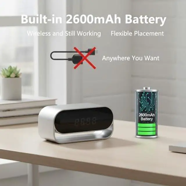 Alt view image 5 of 6 - ULar Clock Camera 4K with Night Vision + 16GB Card