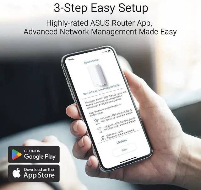 Alt view image 2 of 7 - ASUS ZenWiFi BD5 Outdoor Dual-Band WiFi 7 Mesh, 5000 Mbps, Coverage up to 15,000 sq. ft. Outdoors(1pk), Dual 2.5G Ports, IP65, PoE+AC Powered, Wall and Pole Mount, VPNs