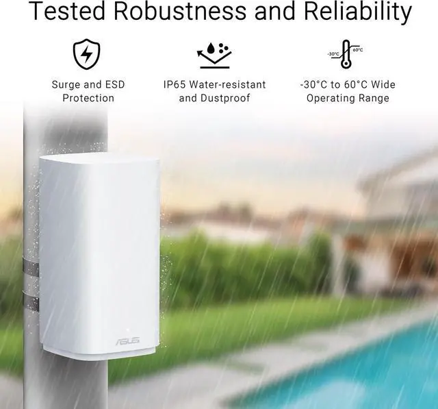 Alt view image 7 of 7 - ASUS ZenWiFi BD5 Outdoor Dual-Band WiFi 7 Mesh, 5000 Mbps, Coverage up to 15,000 sq. ft. Outdoors(1pk), Dual 2.5G Ports, IP65, PoE+AC Powered, Wall and Pole Mount, VPNs