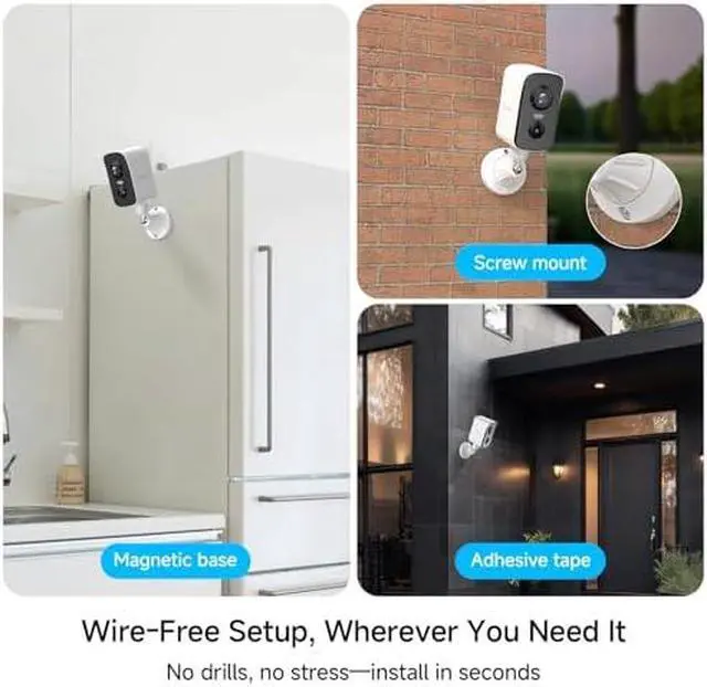 Alt view image 5 of 7 - LAXIHUB 2 Pack 2K/3MP Wireless Security Camera: Indoor Outdoor Magnetic Battery Camera+ Solar Powered Outdoor Pan Camera