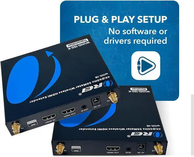 Alt view image 2 of 7 - OREI Wireless HDMI Extender Transmitter & Receiver Dongle UtraHD 5.1-5.2 Ghz Up to 4K @ 60Hz - Upto 150 Feet - Perfect for Streaming from Laptop, PC, Cable, Netflix, YouTube, PS4 to HDTV/Projector