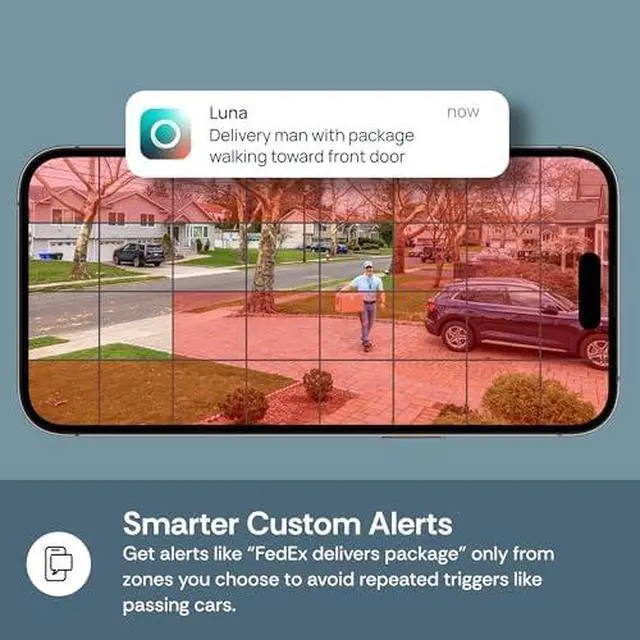 Alt view image 6 of 7 - Luna Indoor/Outdoor Camera 2K Security Cameras Wireless Outdoor, Battery Camera w/Solar Panel, Spotlight, 2.4 GHz Wi-Fi, Person/Vehicle Detection, Cloud Storage