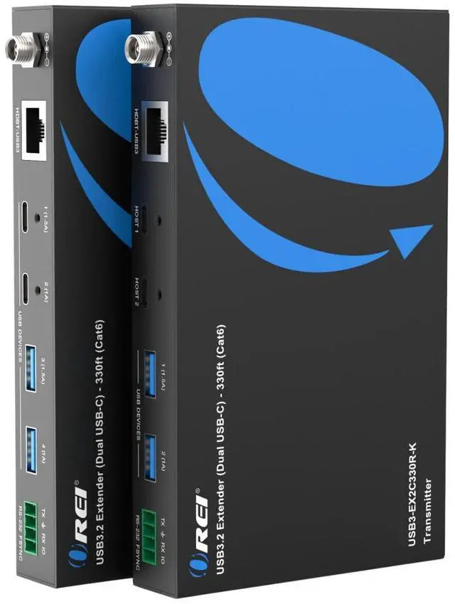 Main image of OREI USB 3.2 Over Cat6 330ft Two-Way PoC RS-232 2X USB-C/ 2X USB-A Over LAN