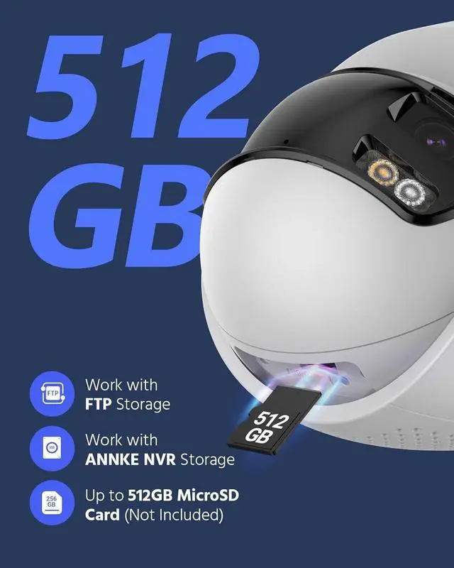 Alt view image 7 of 7 - ANNKE FCD800 4K PoE Security Camera with Dual Lens 180° Filed of View, 8MP IP Outdoor Surveillance Camera, Color Night Vision, AI Person/Vehicle Detection, Two-Way Talk, Built-in SD Card Slot