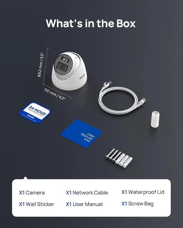Alt view image 7 of 7 - ANNKE 3K 5MP PoE Camera, 2.8mm Lens, 123° Wide Angle, IP Dome Security Camera Outdoor Indoor, Two-Way Audio, Color Night Vision, AI Human Detection, 24/7 Recording, IP67, 512GB SD Card Slot
