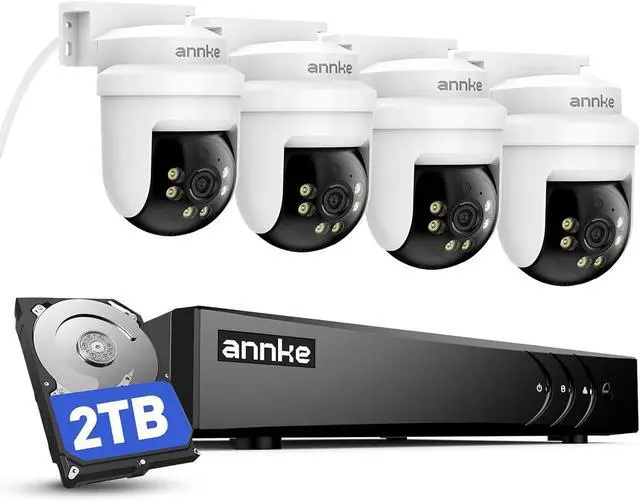 Main image of ANNKE 5MP PT Wired Security Camera System Outdoor with Night Vision, One-Way Audio, 8CH 3K Lite DVR and 4 x 5MP CCTV Cameras, 350° pan and 90° tilt, Human&Vehicle Detection, 2TB HDD for 24/7 Recording