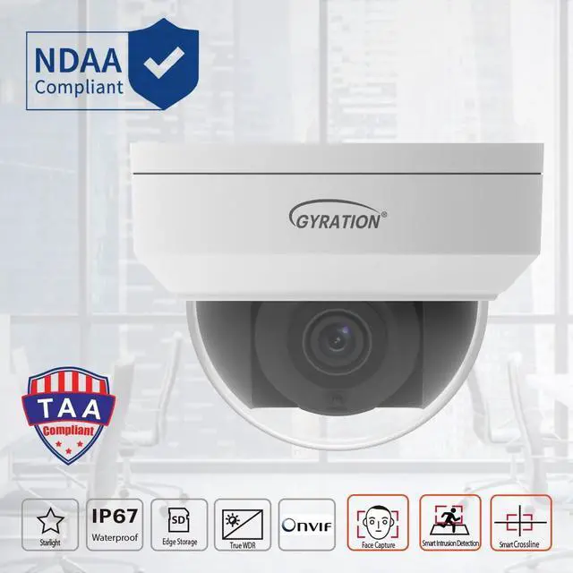 Alt view image 2 of 7 - GYRATION TAA Compliant 4MP Outdoor Camera Starlight Technology IP67 Waterproof Network IP Camera PoE Made in Taiwan NDAA Compliant CYBERVIEW 410D-TAA (Dome)