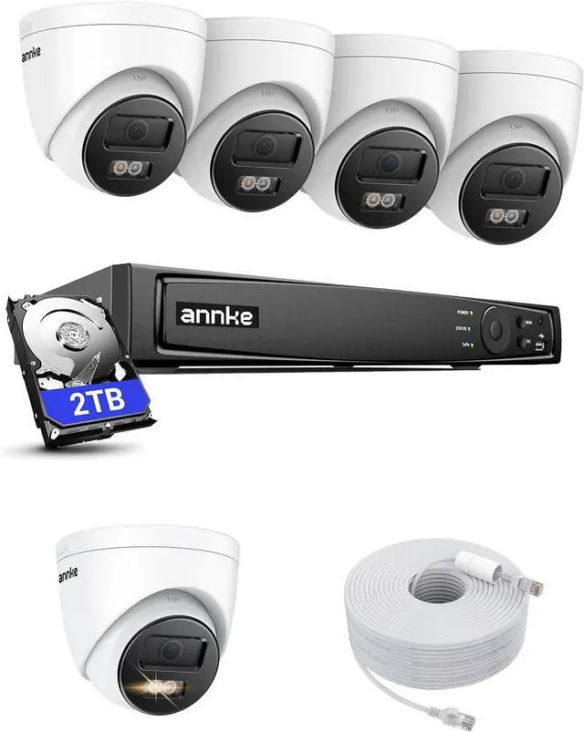 Main image of ANNKE H800 4K PoE Security Camera System with Audio Recording, 8 Channel 4K H.265+ NVR with 5Pcs 8MP IP Turret Cameras, Wide-Angle, IP67 Weatherproof, 100 FT EXIR Night Vision with Smart IR, 2TB HDD