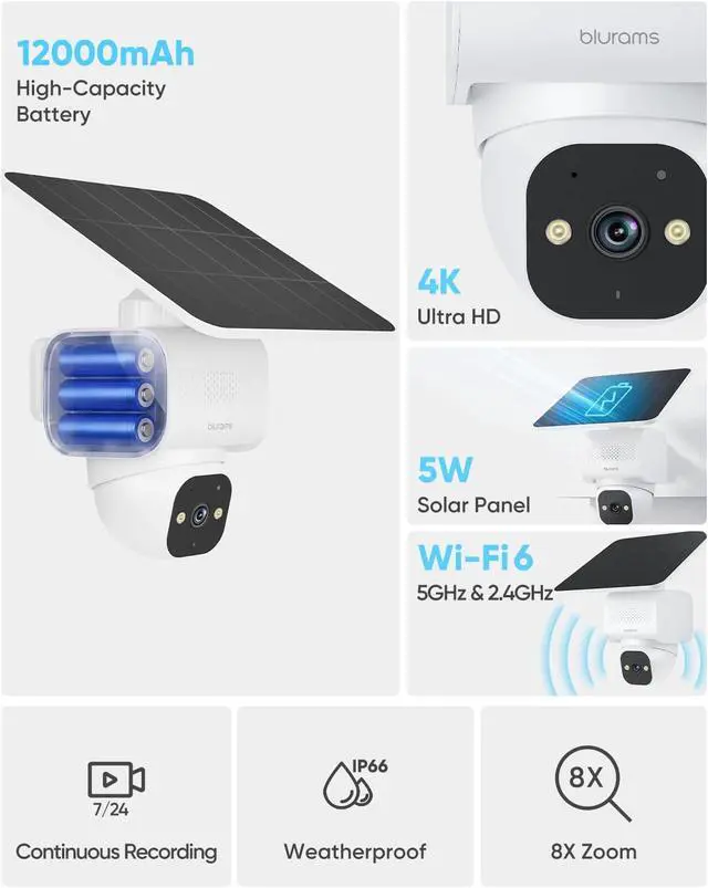 Alt view image 3 of 7 - blurams 2Pack 2K Pet Indoor Camera & 1Pack 4K Ultra HD Security Cameras Wireless Outdoor