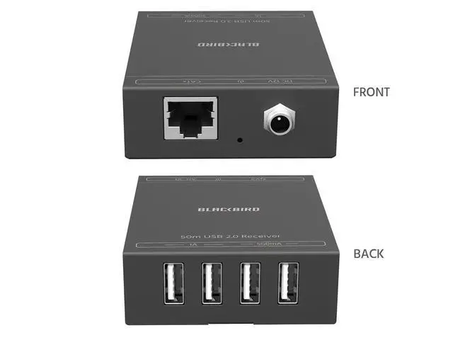 Alt view image 3 of 6 - Monoprice Blackbird 4-Port USB 2.0 Extender Over Cat5e/Cat6-50 Meters (164 Feet) Plug and Play, No Driver, Supports Up to 480Mbps, for Windows, MacOS, Android, Linux