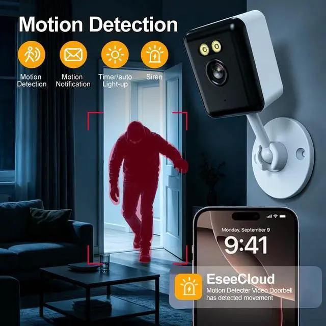 Alt view image 3 of 7 - 4pcs 1296P Ultra HD Home Mini Security Camera Indoor Wireless,AI Motion Tracking,2.4G WiFi, Wide 120°,Night Vision,Two-Way Audio,Siren Alarm,Remote Home and Pet Monitor Via App.