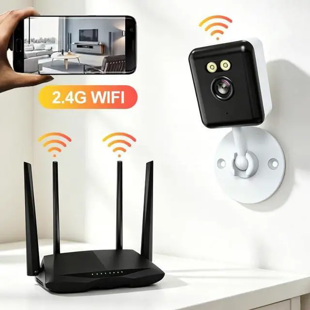 Alt view image 5 of 7 - 4pcs 1296P Ultra HD Home Mini Security Camera Indoor Wireless,AI Motion Tracking,2.4G WiFi, Wide 120°,Night Vision,Two-Way Audio,Siren Alarm,Remote Home and Pet Monitor Via App.