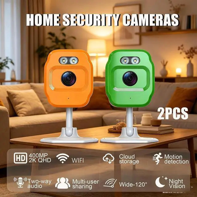 Alt view image 4 of 7 - 6Pack Compact 4MP 2K HD WiFi Indoor Smart Security Cameras,Full HD Surveillance Camera with Full-Color Night Vision,AI Motion Detection,Two-Way Audio & Real-Time Alerts,APP Remote Monitor