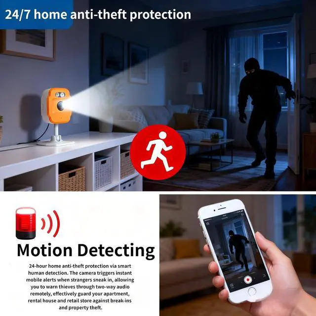 Alt view image 6 of 7 - 6Pack Compact 4MP 2K HD WiFi Indoor Smart Security Cameras,Full HD Surveillance Camera with Full-Color Night Vision,AI Motion Detection,Two-Way Audio & Real-Time Alerts,APP Remote Monitor