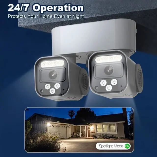Alt view image 2 of 7 - Security Cameras Wireless Outdoor Dual-Camera 360° Panoramic, 2.4G WiFi Dual-Lens Monitoring, Infrared Motion Detection, Two-Way Audio, SD & Cloud Storage for 24/7 HD Surveillance