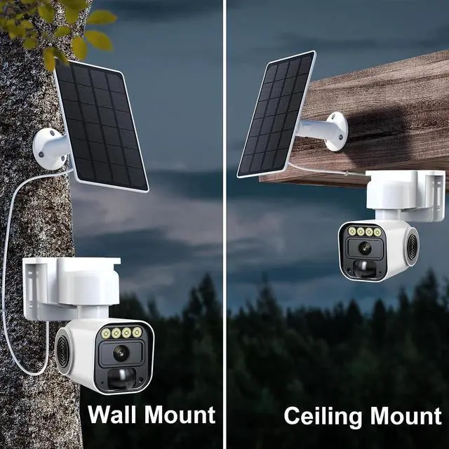 Alt view image 5 of 7 - 4MP Outdoor Solar Security Camera, Dual PTZ Panoramic Monitoring, Color Night Vision, 4G Network, PIR Infrared Motion Detection, Two-Way Audio, Cloud Storage, Built-in SIM Card