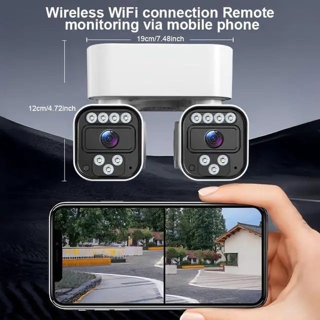 Alt view image 6 of 7 - Security Cameras Wireless Outdoor Dual-Camera 360° Panoramic, 2.4G WiFi Dual-Lens Monitoring, Infrared Motion Detection, Two-Way Audio, SD & Cloud Storage for 24/7 HD Surveillance