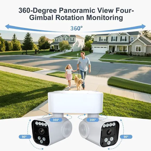 Alt view image 5 of 7 - Security Cameras Wireless Outdoor Dual-Camera 360° Panoramic, 2.4G WiFi Dual-Lens Monitoring, Infrared Motion Detection, Two-Way Audio, SD & Cloud Storage for 24/7 HD Surveillance