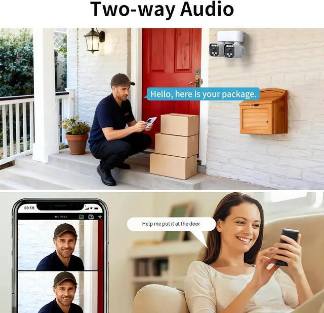 Alt view image 4 of 7 - Security Cameras Wireless Outdoor Dual-Camera 360° Panoramic, 2.4G WiFi Dual-Lens Monitoring, Infrared Motion Detection, Two-Way Audio, SD & Cloud Storage for 24/7 HD Surveillance