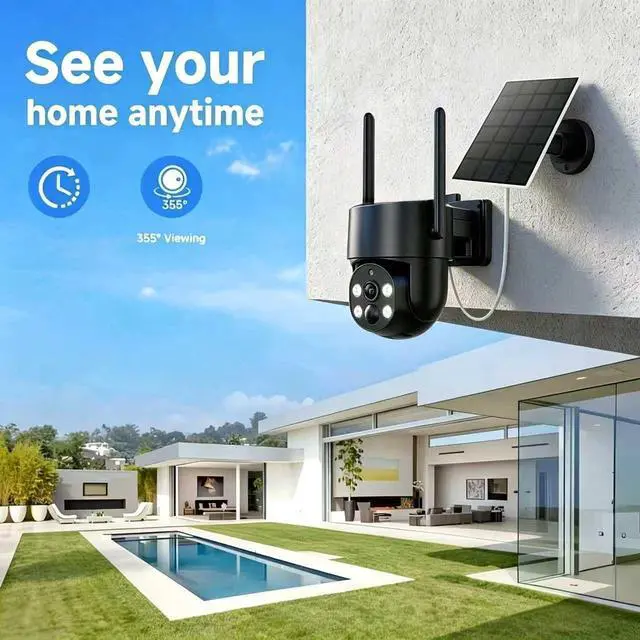 Alt view image 2 of 7 - 4G LTE Solar Security Camera Wireless Outdoor,2k 360° PTZ Panoramic with AI Human Detection Auto Tracking,Color Night Vision,Two-Way Audio,Waterproof,8500mAh Battery Built,TF/Cloud Storage