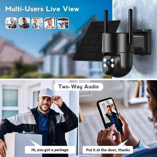 Alt view image 6 of 7 - 4G LTE Solar Security Camera Wireless Outdoor,2k 360° PTZ Panoramic with AI Human Detection Auto Tracking,Color Night Vision,Two-Way Audio,Waterproof,8500mAh Battery Built,TF/Cloud Storage