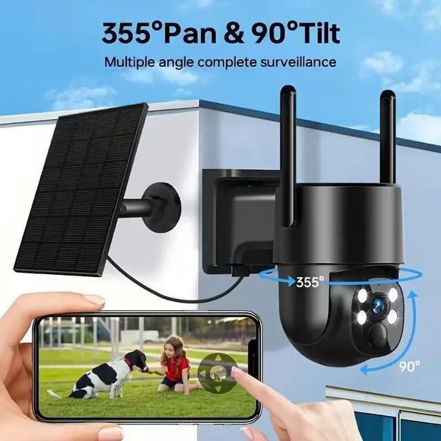 Alt view image 6 of 7 - 4G LTE Solar Security Camera Wireless Outdoor,2k 360° PTZ Panoramic with AI Human Detection Auto Tracking,Color Night Vision,Two-Way Audio,Waterproof,8500mAh Battery Built-in SIM Card.