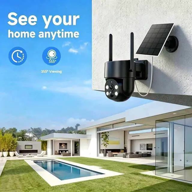 Alt view image 4 of 7 - 4G LTE Solar Security Camera Wireless Outdoor,2k 360° PTZ Panoramic with AI Human Detection Auto Tracking,Color Night Vision,Two-Way Audio,Waterproof,8500mAh Battery Built-in SIM Card.