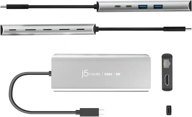 Alt view image 3 of 3 - J5create JCD403 USB4 8K Multi-Port Hub Features a USB4 Controller - (USB-C to 8K HDMI, RJ45 2.5Gbe, USB-C, 2xUSB-A, 100W PD) Thunderbolt 3 4 Compat
