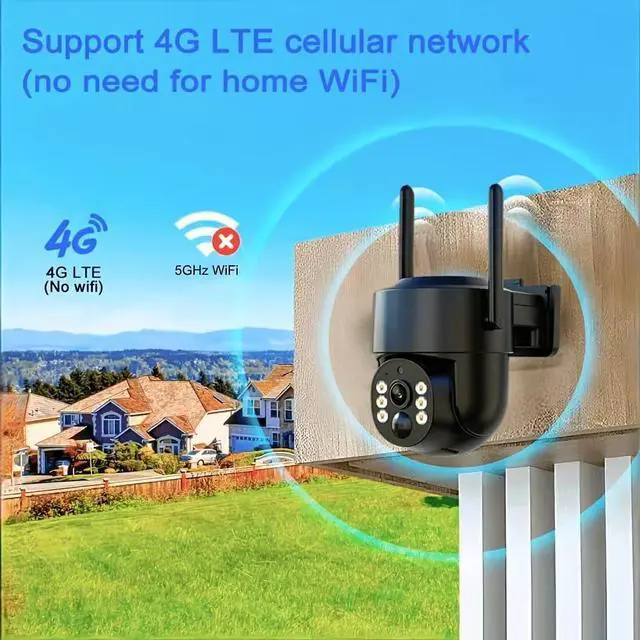 Alt view image 3 of 7 - 4G LTE Solar Security Camera Wireless Outdoor,360°PTZ Panoramic 2K Surveillance with Color Night Vision,AI Human Detection Auto Tracking,Two-Way Audio,TF Card & Cloud Storage,IP66 Waterproof