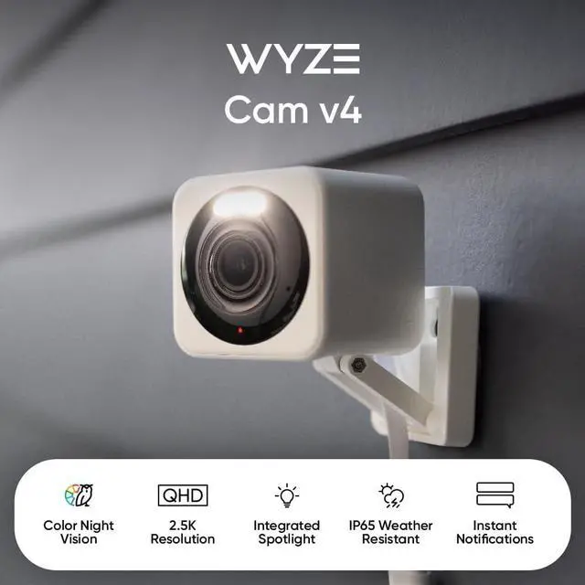 Alt view image 2 of 7 - WYZE Cam v4 (Latest Model), 2.5K AI Security Camera, Indoor/Outdoor Cameras for Home Security, Baby Monitor & Pet Camera, Vibrant Color Night Vision, No Subscription Required, Free Expert Help