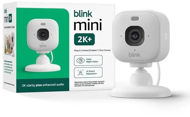 Main image of Blink Mini 2K+ (newest model) Plug-in Home & Pet Indoor Security Camera with 2K video resolution, night vision, enhanced audio, motion detection 1 camera (White)