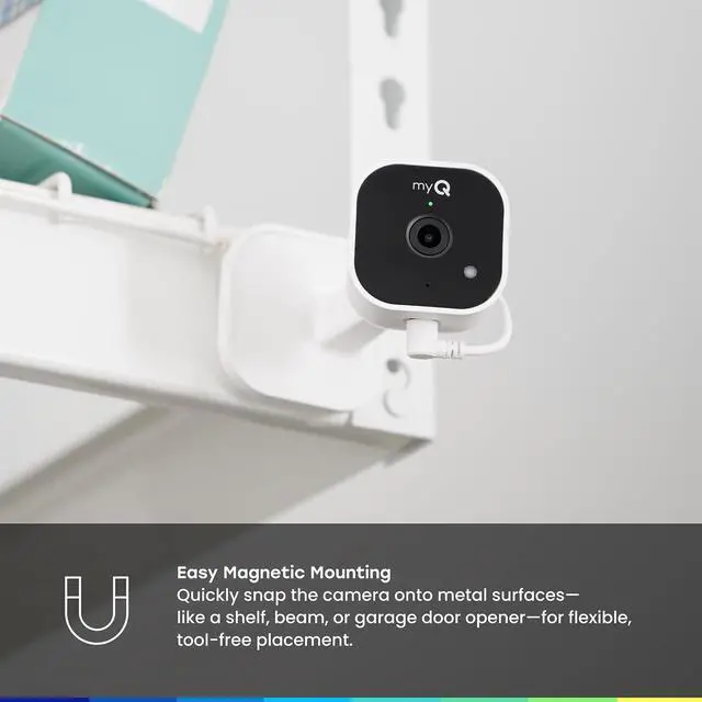 Alt view image 3 of 7 - myQ Garage Plug-in Camera Gen 2 2K Smart Wi-Fi Garage Camera with Night Vision, Wide-Angle Lens, 2-Way Audio, Magnetic Base & Motion Alerts, App Control Compatible with Your Garage Door Opener