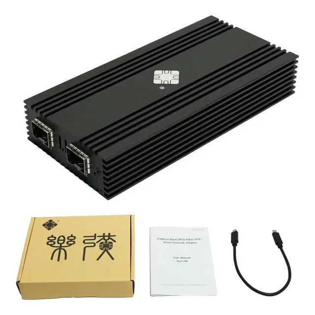 Alt view image 6 of 7 - USB 4.0 Type-C 10G to Dual Fiber SFP+ Port Network Adapter