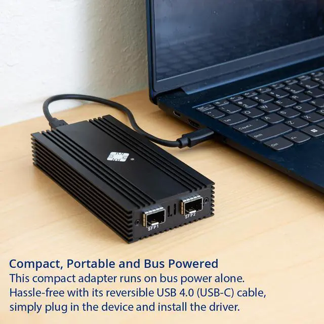 Alt view image 7 of 7 - USB 4.0 Type-C 10G to Dual Fiber SFP+ Port Network Adapter