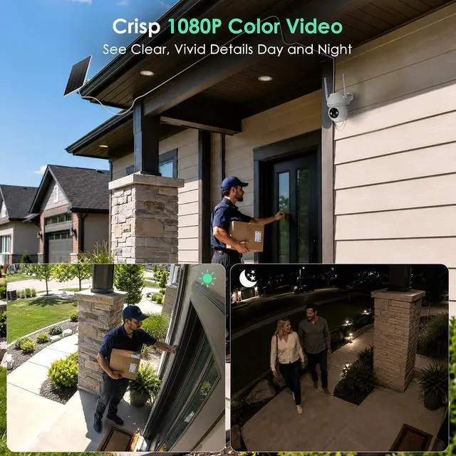 Alt view image 3 of 7 - YOTON Solar Security Cameras Wireless Outdoor, 360° PTZ, AI Human Detection, Color Night Vision, Two-Way Audio, IP66 Waterproof, Spotlight & Siren, 2.4GHz WiFi, Battery Powered
