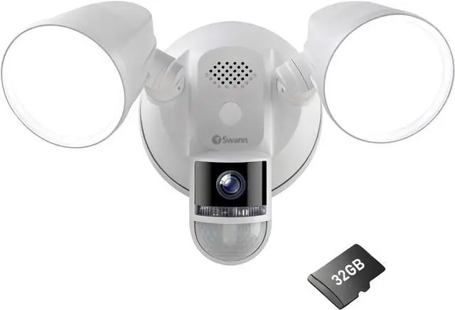 Main image of Swann 4K Floodlight Security Camera,Security Camera Outdoor with a 32GB Micro SD Card, 2-Way Talk, 2600 Lumens, Motion Detection, Color Night Vision, Wired, Waterproof
