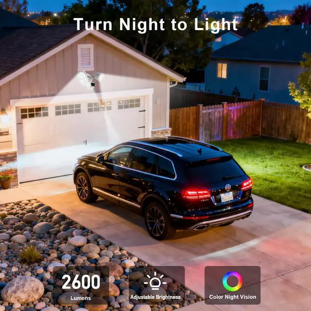 Alt view image 3 of 7 - Swann 4K Floodlight Security Camera,Security Camera Outdoor with a 32GB Micro SD Card, 2-Way Talk, 2600 Lumens, Motion Detection, Color Night Vision, Wired, Waterproof