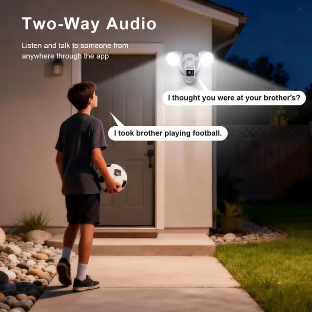 Alt view image 7 of 7 - Swann 4K Floodlight Security Camera,Security Camera Outdoor with a 32GB Micro SD Card, 2-Way Talk, 2600 Lumens, Motion Detection, Color Night Vision, Wired, Waterproof