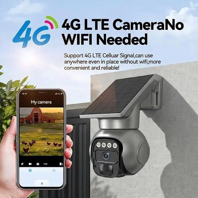 Alt view image 3 of 7 - 2 pcs 4G LTE Cellular Solar Security Cameras,5MP,24/7 Recording,Talk-Through Camera,AI Motion Detection,Built in SIM Card,One-Key Alarm, Motion Detection & Motion Tracking.
