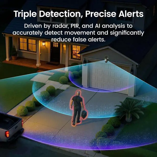 Alt view image 7 of 7 - aosu T2 Ultra 4K Solar Security Cameras Wireless Outdoor, 2-Cam Kit, Smart Home Security System with TrueColor Night Vision, AI Recognition&Motion Tracking, 360°Pan&Tilt, Expandable 16TB Local Storage