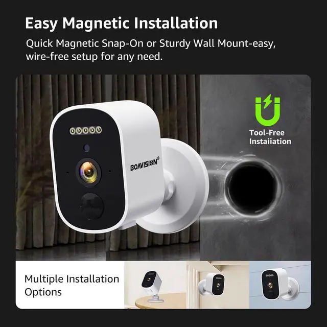 Alt view image 3 of 7 - BOAVISION Solar Security Cameras Wireless Outdoor for Home Security, 2K Color Night Vision WiFi Surveillance Home Camera with Solar Panel, Spotlight, PIR Detection, 2-Way Talk