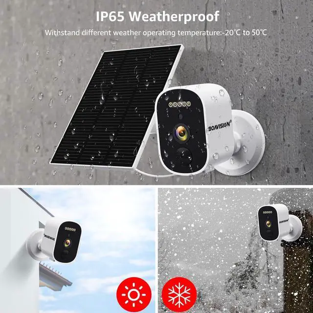 Alt view image 7 of 7 - BOAVISION Solar Security Cameras Wireless Outdoor for Home Security, 2K Color Night Vision WiFi Surveillance Home Camera with Solar Panel, Spotlight, PIR Detection, 2-Way Talk