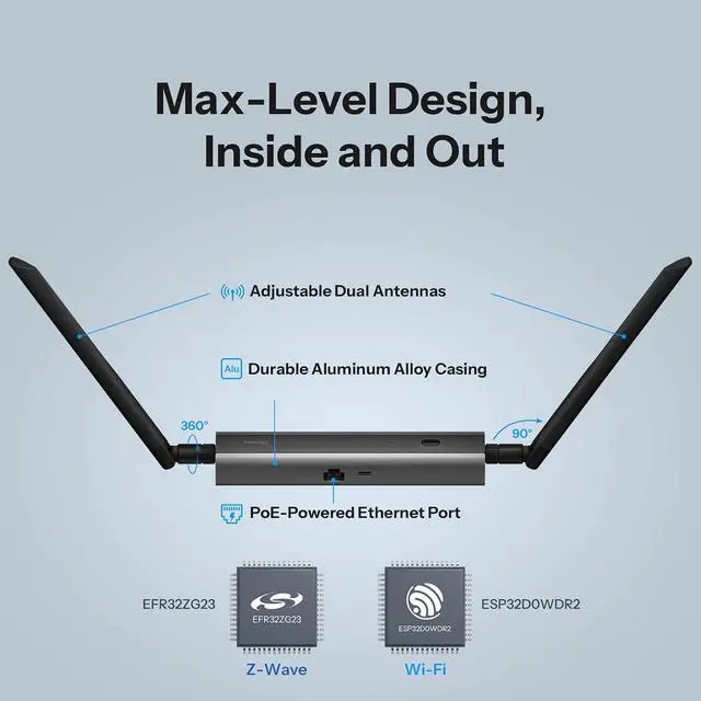 Alt view image 4 of 7 - SONOFF Z-Wave 800 PoE Dongle Max (Dongle-MZG23)