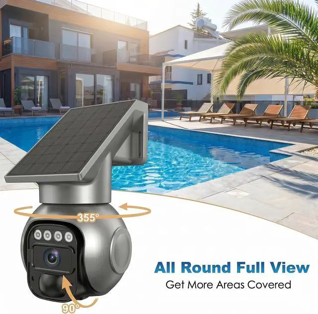Alt view image 6 of 7 - 4G LTE Solar Security Camera,3MP Wireless Outdoor Camera No WiFi Needed,360° PTZ Auto Tracking,0.2S Motion Detection Alerts,Night Vision,Two-Way Audio,Built-in SIM Card,App Remote Access