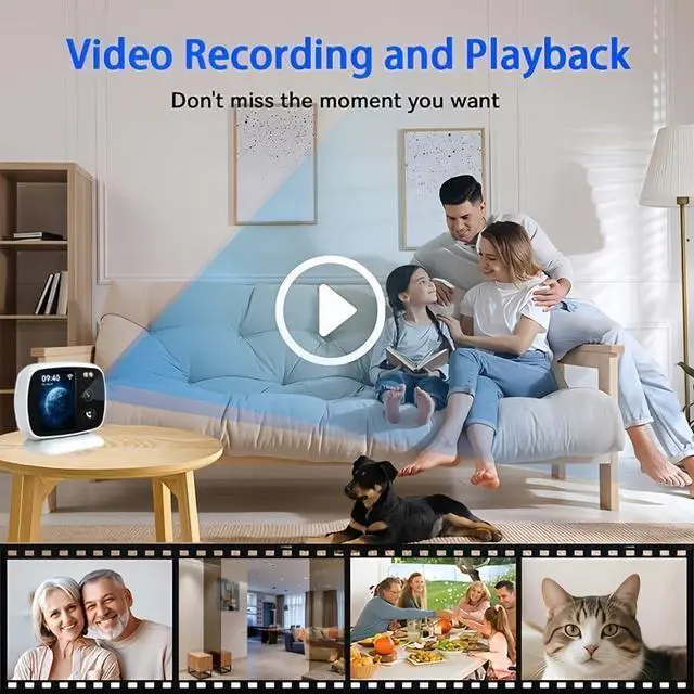 Alt view image 5 of 7 - Smart Indoor Security Camera with Screen,2.4Ghz Wifi Home Camera for Video Calling,Two-Way Audio,Night Vision,AI Motion Detection Alerts,App Remote Control,Cloud Storage,Pet And Elderly Home