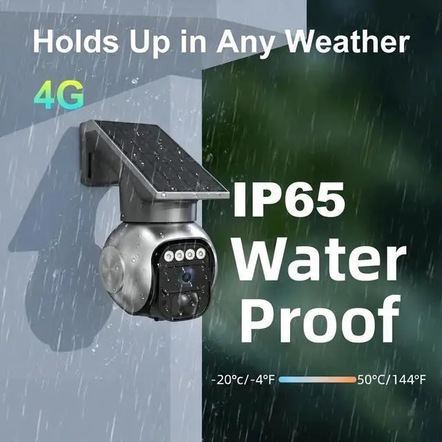 Alt view image 2 of 7 - 4G LTE Solar Security Camera,3MP Wireless Outdoor Camera No WiFi Needed,360° PTZ Auto Tracking,0.2S Motion Detection Alerts,Night Vision,Two-Way Audio,Built-in SIM Card,App Remote Access