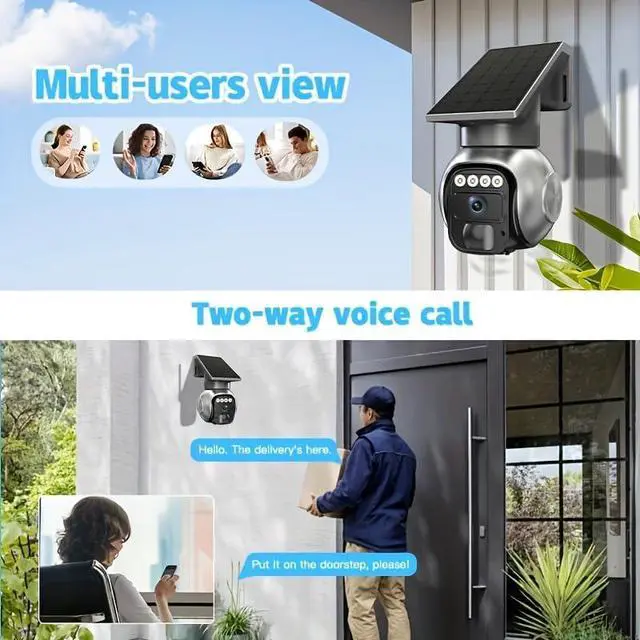 Alt view image 5 of 7 - Solar 4G LTE 4MP Security Camera Outdoor,No WiFi 360° PTZ Wireless Camera with Two-Way Talk,Night Vision,Auto Alarm,Built-in SIM Card,7-Day Free Cloud Storage,Waterproof for Ranch,Farm