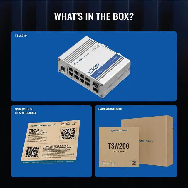 Alt view image 6 of 7 - Teltonika TSW200 Industrial PoE+ Unmanaged Ethernet Switch - 8X PoE+ Ports & 240W Power Budget - 8 Port Gigabit Switch with High Speeds Up to 1000 Mbps - 2 SFP Ports for Long-Range Fiber-Optic