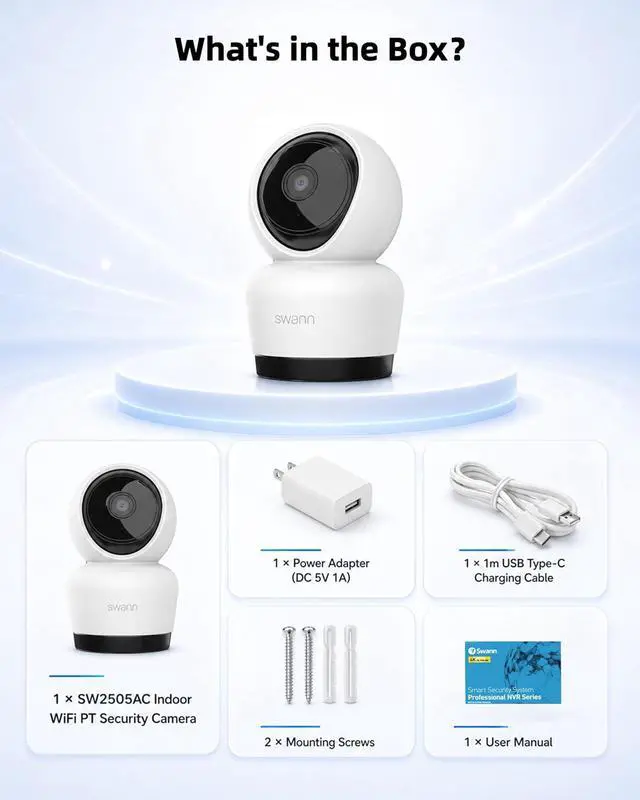 Alt view image 7 of 7 - Swann 3K Indoor Pan Tilt WiFi Security Camera, 5MP Baby Pet Home PT Camera